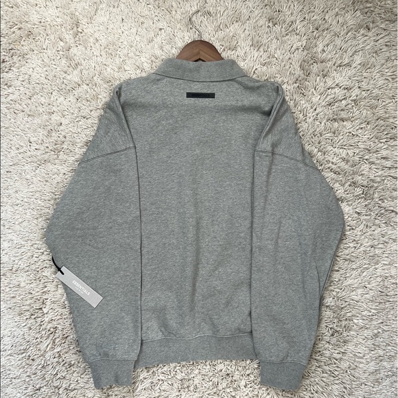 Fear of God Essentials Core Collection Long Sleeve Polo Dark Heather Oat… - Picture 4 of 10